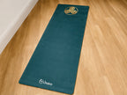 The Triskele yoga mat laid out for practice, Celtic spiral artwork by Dara Mats