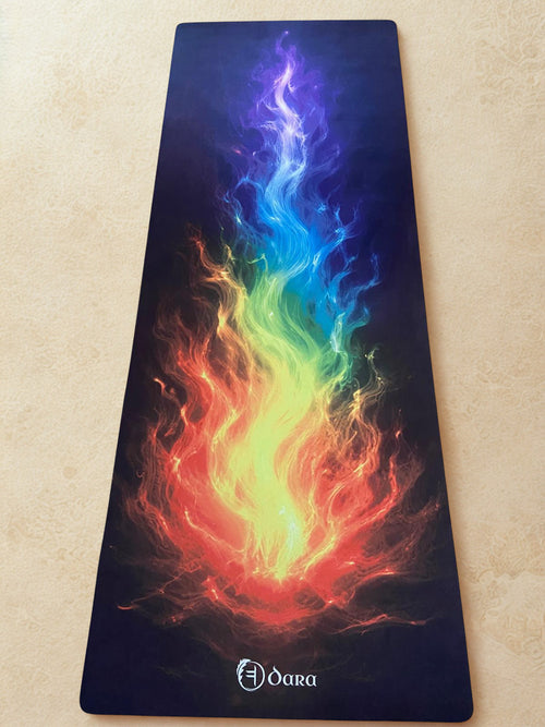 Chakra Flame luxury yoga mat by Dara Mats