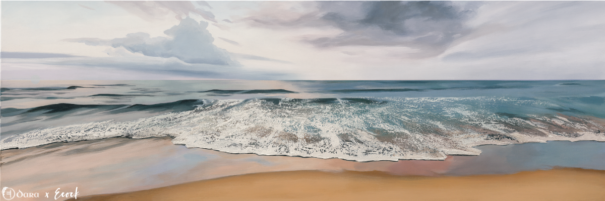 Horizon's Edge travel yoga mat, original artwork by Lillian Ecock