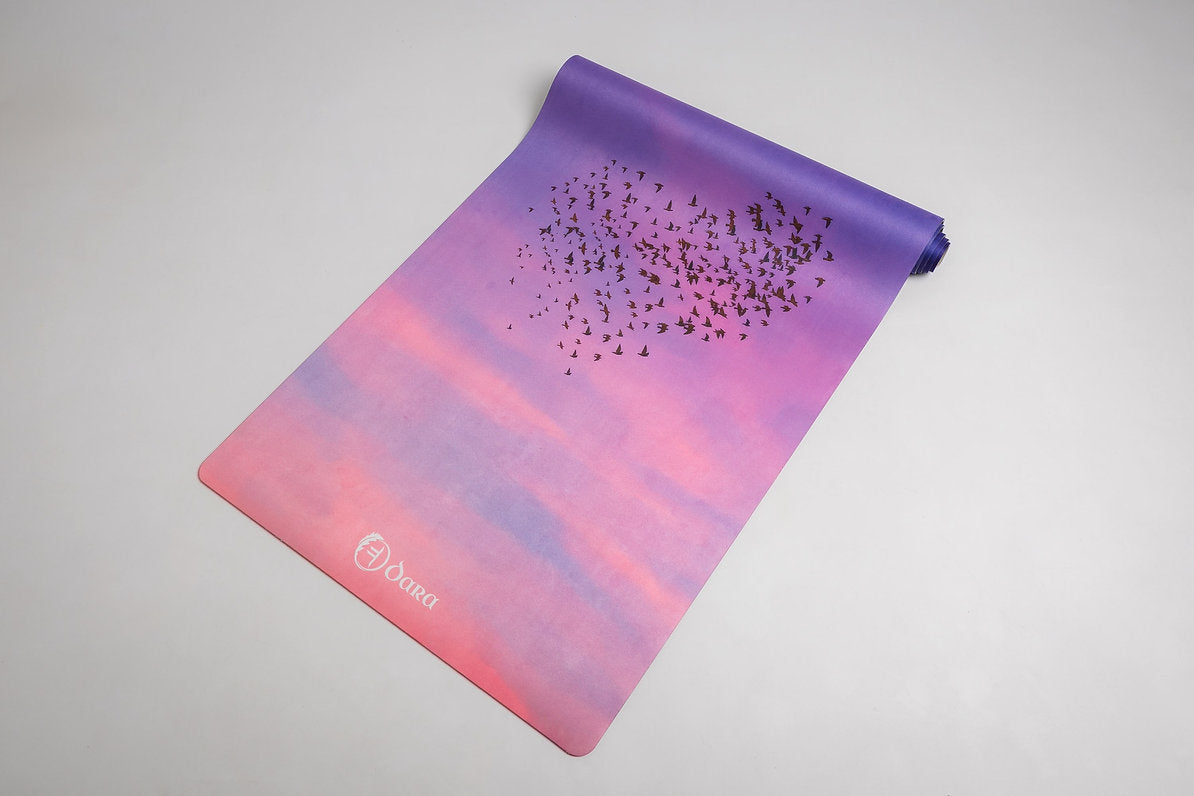 Wonder in the Sky luxury yoga mat by Dara Mats, inspired by Irish starling murmurations