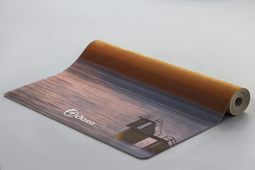 Salthill View yoga mat by Dara Mats, Irish coastal artwork shown in full